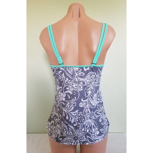Go by Gossip floral gray double strap tankini top size M - Picture 3 of 4
